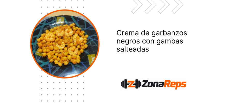 Crema de garbanzos negros con gambas salteadas
